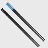 HICHAKI Premium Alloy Reusable Chopsticks for Noodles, Sushi & Hotpot | Square Grip | Light Weight | Dishwasher Safe (Black & Bl
