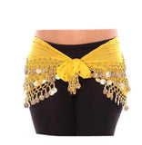 Kavitaenterprise Belly Dance Belt Hip Scarf Waistband Belt Color Beed Golden Coins Pattern: Embroidered Cloth (Yellow)
