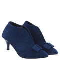 Shoetopia Women'S Bluesuede Ankle Boot Heels Pointed Toe With Bow Detail Stylish & Comfortable Shoes Eu38,Blue,5,B0CXHTM9RF