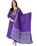 Gosriki Women'S Rayon Blend Printed Anarkali Kurta With Pant & Dupatta (Kanota Blue-Gs_Xl_Blue_X-Large),Blue,,B0DR1RLY5W