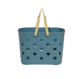 Snappsy Beach Tote Bag Waterproof Travel Bag Portable Heart Design Hollow Bath Blue