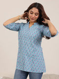 Libas Women'S Cotton Printed Straight Kurti (29634_Blue_Xl)