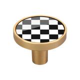 XDKDZIS 32mm Pull Handles for Cabinets and Drawers 4 Pack Dresser Drawer Knobs Golden Metal Knobs Checkerboard Black and White G