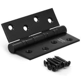 YAGU 3 Pack 4'' Door Hinges Brushed Black 4 x 3 Inch - Square Corners Stainless Steel Heavy Duty Ball Bearing Hinges for Interio