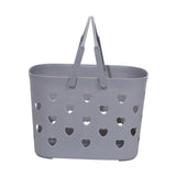 Snappsy Beach Tote Bag Waterproof Travel Bag Portable Heart Design Hollow Bath Grey
