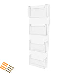 Marketing Holders Postcard Holder with Hanging Hardware 4 Pocket Wall Clear Acrylic Multi Slot for 6 x 4 Index Cards Organizer