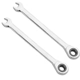 KINJOEK 2 PCS 13mm Ratchet Wrench, 12PT Metric Gear Combination Ratcheting Wrench Set with 5 Movement and 72 Teeth for Projects