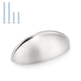 Probrico 15 Satin Nickel Kitchen Cabinet Pulls - 3 Inch Hole Center Bin Cup Drawer Handles Half Moon Cup Kitchen Cabinet Hardwar