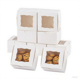 Packpal 100Pack 4x4x2.5 Cookie Boxes with Window, White Bakery Boxes for Treats, Gift Packaging For Mothers day, and Party Favor