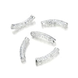 30pcs Beautiful Flower Large Hole Tube Beads 28mm Spacer Connector Sterling Silver Plated Brass for DIY Craft Jewelry Making CF1