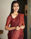 Flosive Womens Kanjivaram Silk Saree With Handloom Weaving Work With Blouse (Maroon M)