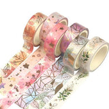 GODFLY Decorative Washi Tapes Gold Tape Set Journaling Supplies Scrapbook Paper Tape Masking Tape for DIY Crafts Planners Journa