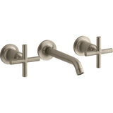 Kohler K-T14413-3-BV Purist Two-Handle Wall-Mount Lavatory Faucet Trim with 6-1/4 Spout and Cross Handles, Less Drain, Valve Not