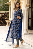 Anni Designer Women'S Cotton Blend Straight Printed Kurta With Pant & Dupatta (Obito Navy Blue_Xxl_Navy Blue_Xx-Large),Navy Blue,2XL,Cotton Blend,Obito Navy Blue_1373,