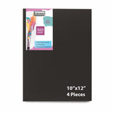 Eduway Medium Grain 10X12 Inch Cotton Black Canvas Board- Pack Of 4, (25X30 Cms) With 4Mm Mdf Board Backing, For Painting.