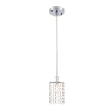 Living District Taylor 1-Light Metal & Crystal Pendant In Chrome/Clear