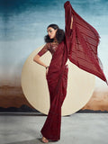 Satrani Womens Pure Georgette Saree (3473S691N_Maroon)