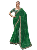 Satrani Womens Knit Pure Georgette Saree (2770S434N_Green3)