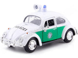 Motormax 1966 Volkswagen Beetle German Police Car White and Green 1/24 Diecast Model Car