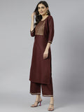 Gosriki Women'S Cotton Blend Printed Straight Kurta With Palazzo (Ridhma Maroon_L-Go_Maroon_Large),Maroon,,B0B1WSBW2Z
