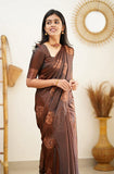 Shiv Textiles Womens Banarasi Silk Saree With Blouse Perfect For Every Occasion Brown