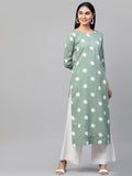 Gosriki Women'S Crepe Straight Printed Kurta (Dots Nw Pista_M-Go_Pista_Medium),Pista,,B0B68VZ5WF