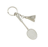 Caristo Badminton Racket Racquet With Shuttlecock Sports (Kc224) Silver Metal Keychain For Car Bike