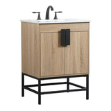 Elegant Decor Indoor Modern Under Sink Bathroom Fixtures Storage Organizer Cabinet 36 Inch Single Bathroom Vanity - Black With B