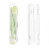 Sankoly Travel Cosmetic Brush Holder 2 PCS Portable Cutlery Case with Lid and Air-holes Multi-functional Clear Plastic Storage C