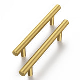 Haliwu 10 Pack Cabinet Handles Brass Gold Cabinet Pulls 3-3/4 Inch Hole Center Drawer Pulls Modern Bar Dresser Handles for Bathr