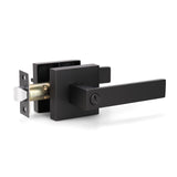 KNOBWELL Matte Black Modern Door Handles with Lock, Privacy Lever Door Handle, Heavy Duty Door Handle Set for Bedroom/Bathroom,