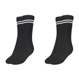 Mukhaksh (Pack Of 2 Pairs Boys Kids Black Socks With White Stripes Border Lining Black With White Stripes Calf Length School Uni