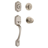 Kwikset Belleview Front Door Lock Handle and Deadbolt Set, Entry Handleset Exterior with Interior Door Knob, Satin Nickel, Pick