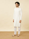 Manyavar Men'S White Blended Viscose Kurta Pyjama Set (M)