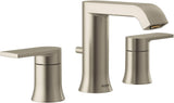 Moen Genta LX Brushed Nickel TwoHandle ThreeHole Widespread Modern Bathroom Sink Faucet with Drain Assembly, (Valve Required),