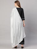 Anni Designer Women'S Cotton Blend Straight Kurta With Palazzo & Dupatta (Saadgi Black_L_Black_Large),Black,L,Cotton Blend,Straight,Kurta, Pants, Scarf