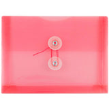 JAM PAPER Plastic Envelopes with Button & String Tie Closure - Index Size - 5 1/2 x 7 1/2 - Pink/Light Red - 12/Pack