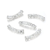 10pcs Beautiful Filigree Flower Large Hole Tube Beads 28mm Spacer Connector Sterling Silver Plated Brass for DIY Craft Jewelry M