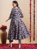Anni Designer Women'S Rayon Blend Anarkali Printed Kurta With Pant (Sipradh Grey_Xl_Grey_X-Large),Grey,XL,Rayon Blend,Anarkali,Kurta