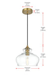 Living District Destry 1-Light Metal Pendant In Brass And Clear Finish