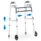 Delog Narrow Folding Walker for Seniors with Trigger Release and 5 Inches Wheels, Lightweight Supports Up to 350 lbs, Aluminum F