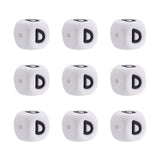 FASHEWELRY 10Pcs Cube Letter Silicone Beads 12x12x12mm Square Letter D Alphabet Beads for DIY Bracelet Necklace Jewelry Making