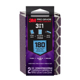3M Pro Grade Precision 3-in-1 Sanding Sponge, 180 Grit Medium, 2 Sponges, Washable & Reusable, for Wood, Metal, Drywall, and Pai
