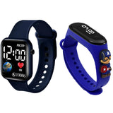 Goldenize Fashion Stylish Waterproof Kids Digital Date And Time Touch Black Pink Square Rectangular Led Display Watch For Kids U