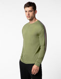 Fyltr Men'S Casual Drop Shoulder Full Sleeve T-Shirt With Knitted Tape Sleeve Detail,Oceanic Olive,Oceanic Olive,Xl