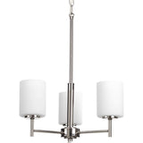 Progress Lighting P4318-104 Replay Collection Etched White Glass Modern Chandelier Light, 3-Light, Polished Nickel