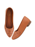 Shoetopia Textured Tan Ballerinas For Women & Girls /Eu38,Tan,5,B0DRJGD9Y1