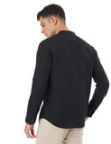 Fyltr Men'S Solid Slim Fit 100% Cotton Linen Look Casual Shirt Black Beauty,Black Beauty,Black Beauty,2Xl