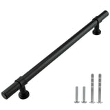 Modket 5 Pack Modern Round Bar Cabinet Handle 304 Stainless Steel - 10 Overall Length, 7-1/2 (192mm) Hole Center, Matte Black