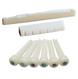 Blisstime 6 String Acoustic Guitar Bone Bridge Saddle And Nut And 6Pcs Guitar Bone Bridge Pins Made Of Real Bone -Like New